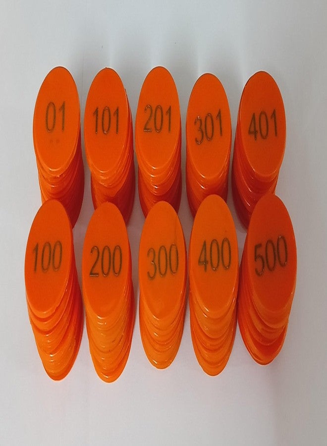 MOREL Embossed 1 to 500 Numerical Plastic Round Shape Token Coin(31MM) USE for Shop, Board Games, Stores, House, School ETC.(Orange Color), Lifetime GARANTY of Printing - Image 3